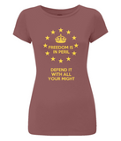 Women's Slim-Fit Jersey T-Shirt "Freedom in Peril"